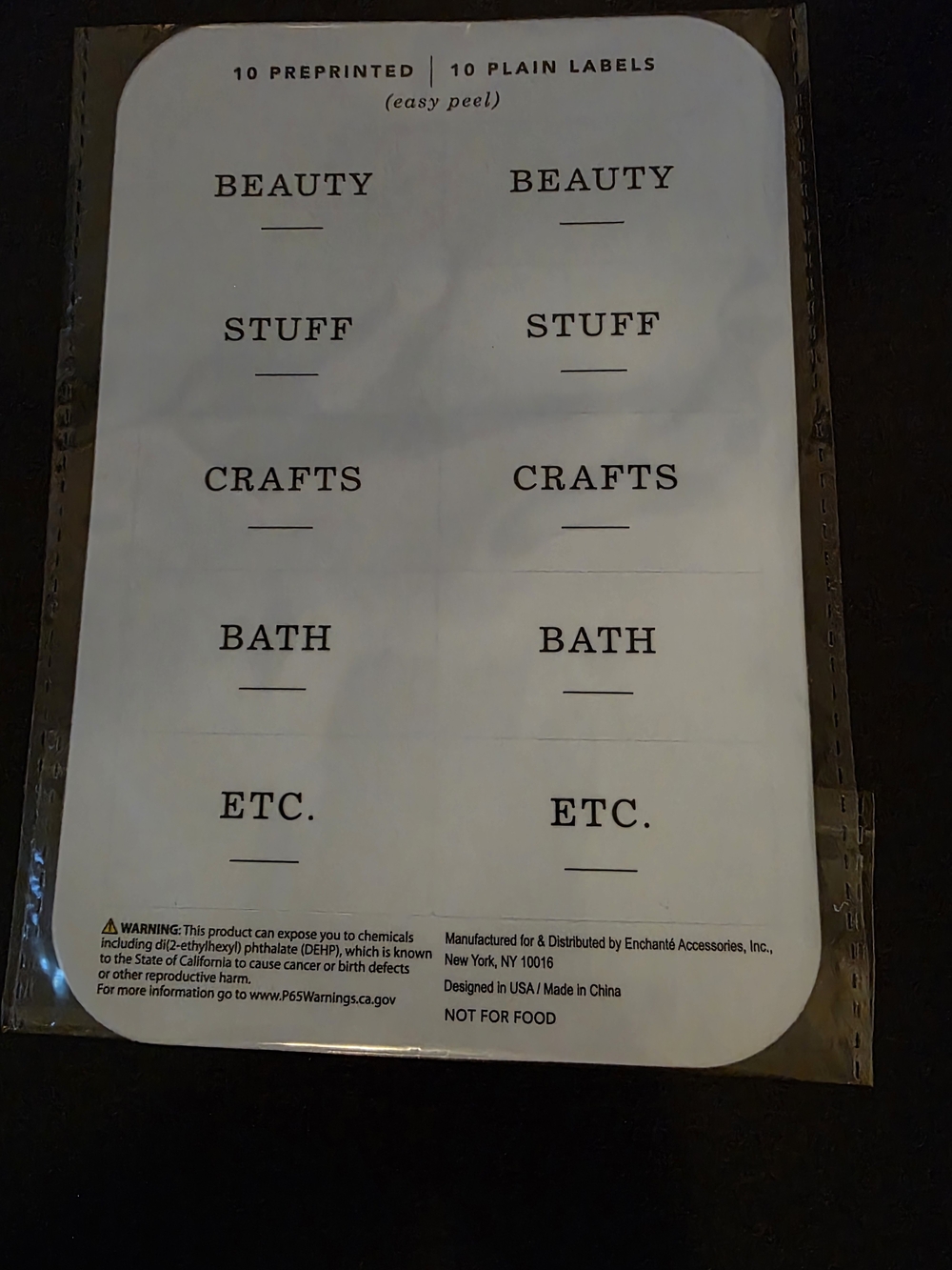 NEW Preprinted Organizer Labels - Beauty, Stuff, Crafts, Bath, Etc.